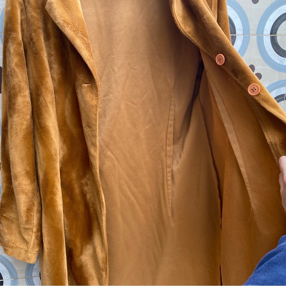 Vintage Brown Velvet Button Up Coat - Picture 7 of 8